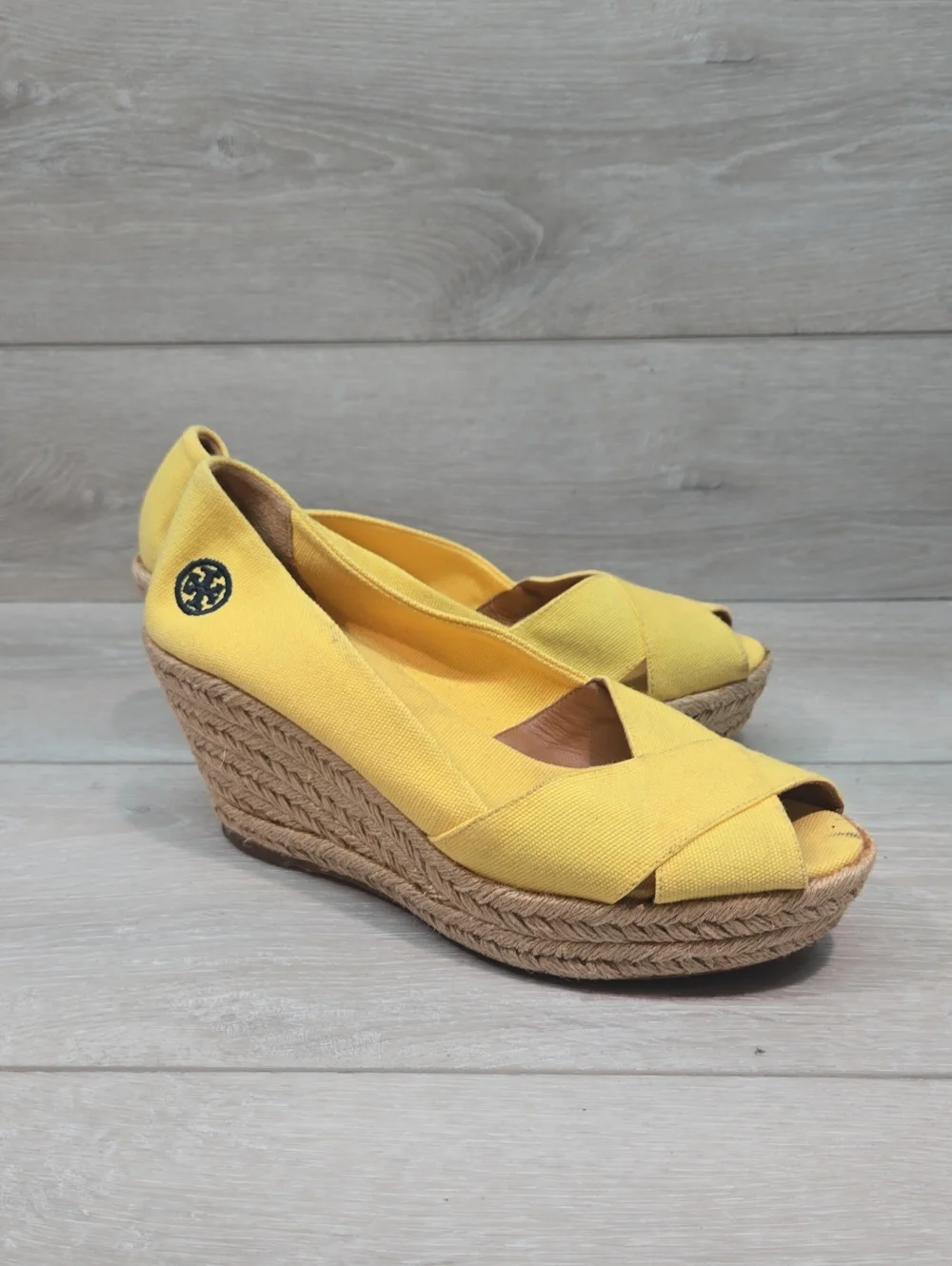 Tory Burch Women Filipa Espadrille Wedge Open Toe Shoes Sandals Sz 8B